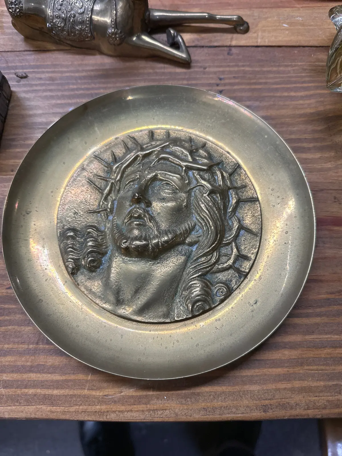 Round Brass Jesus Plaque 1