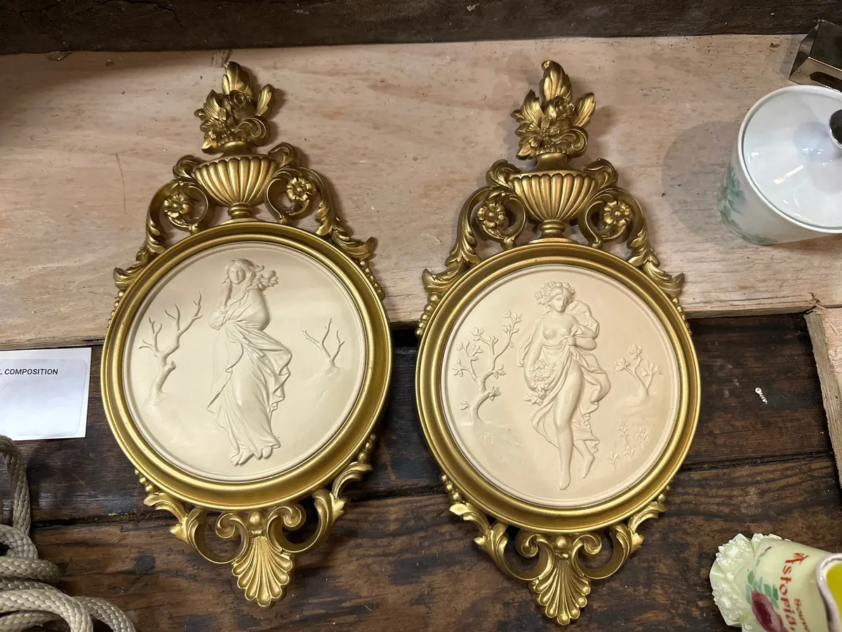 Pair Of Plastique Lady Plaques 1
