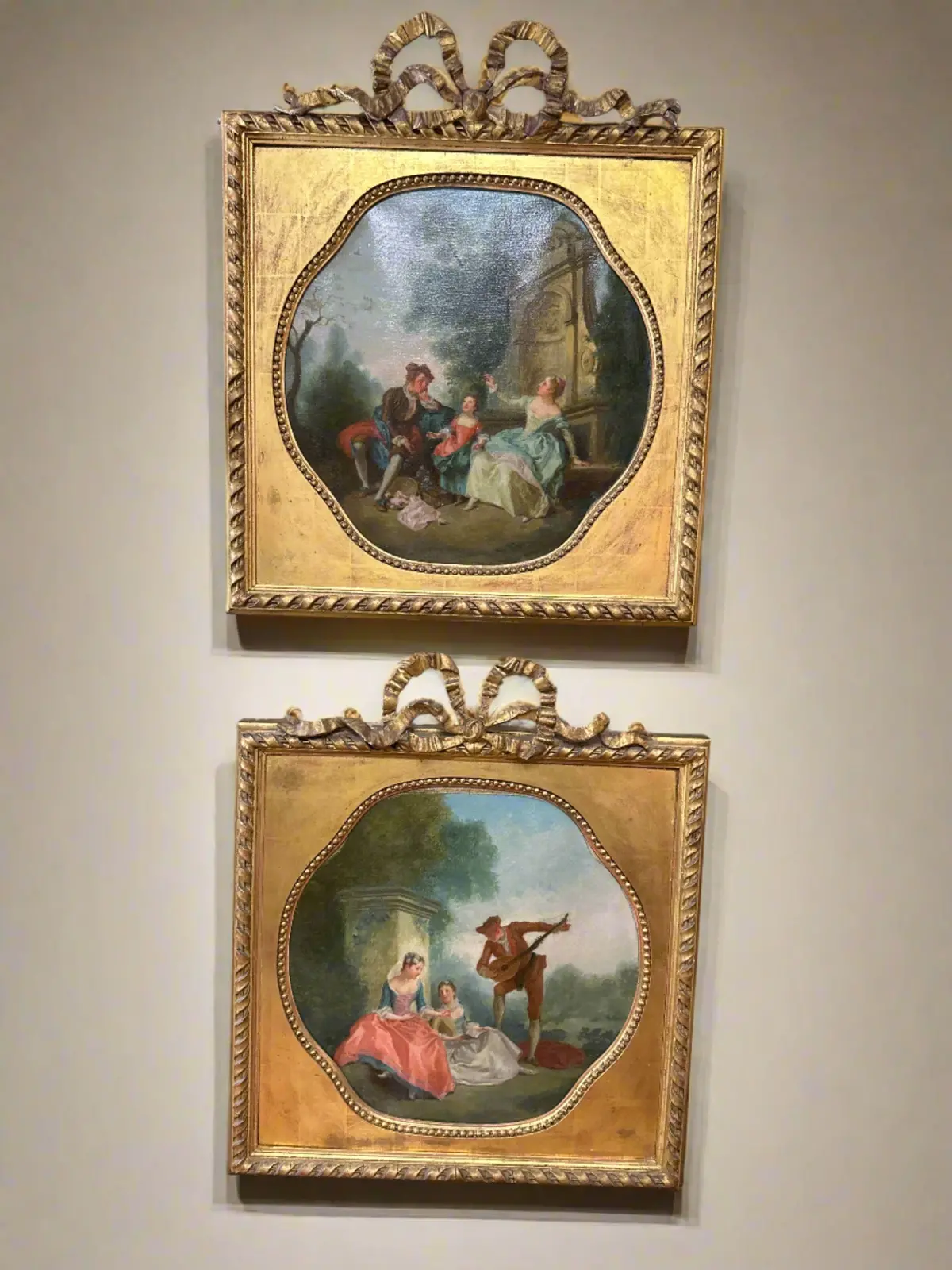 Pair Of Courting Lovers Oil Painting 19Th Century With Louis Xvi Frame 1