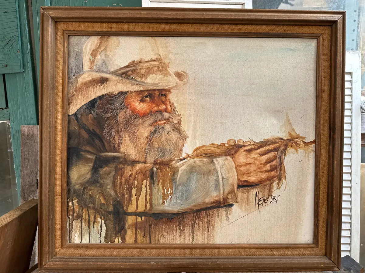Oil Paiting Of Old Timer Cowboy 1