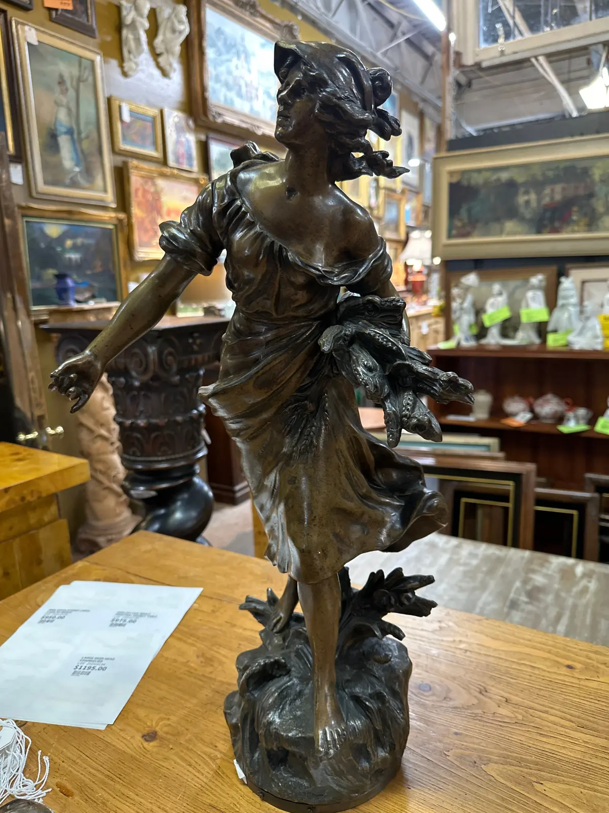Large Spelter Lady With Bronze Finish 1