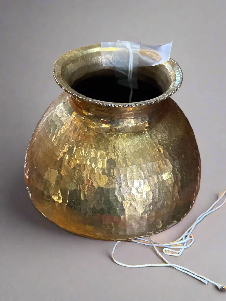 Small Hammered Brass Planter 1
