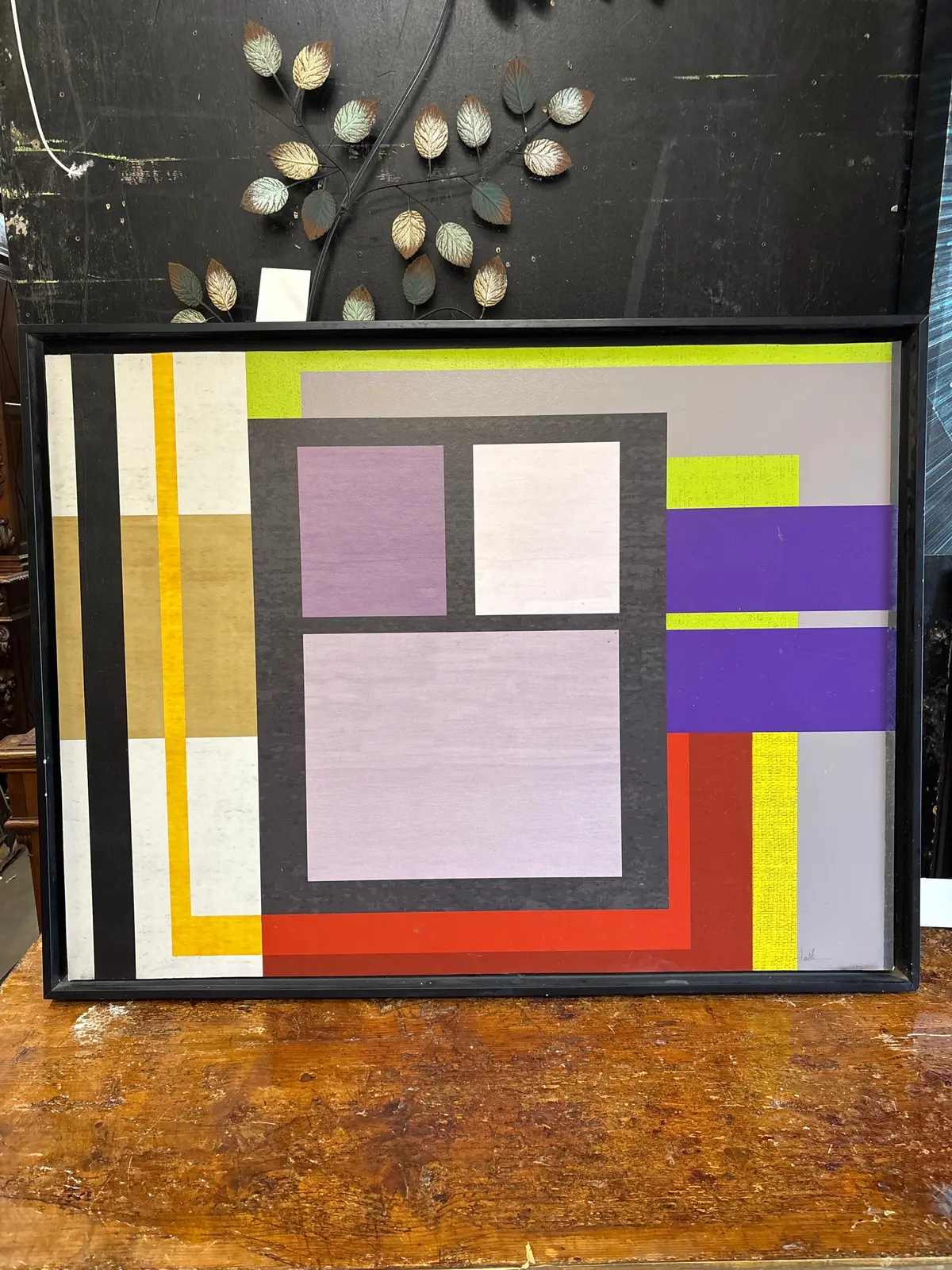 Large Abstract Purple Geometric Painting 1