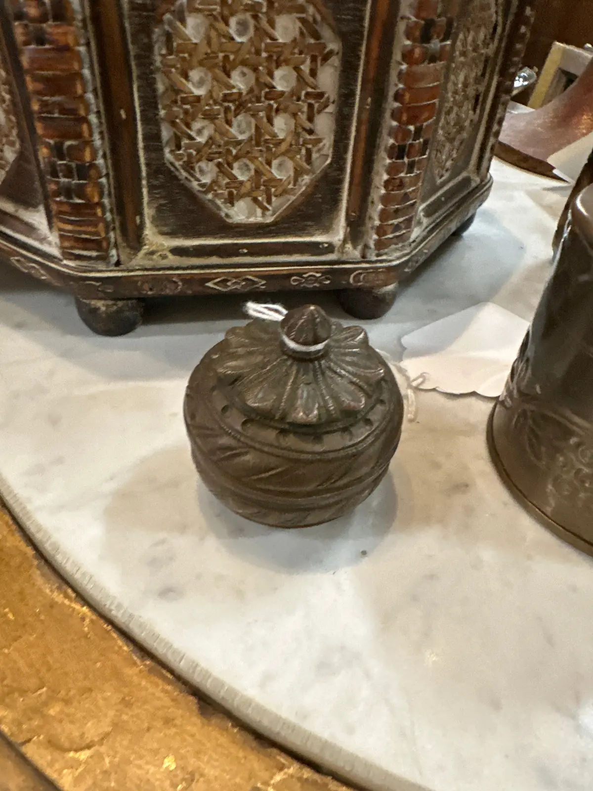 Small Ornate Heavy Brass Lidded Box 1
