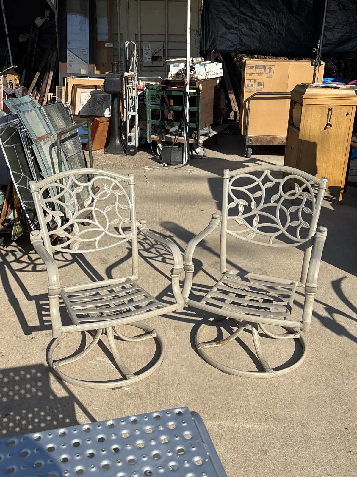 Pair Of Not Old Patio Swivel Chairs 1