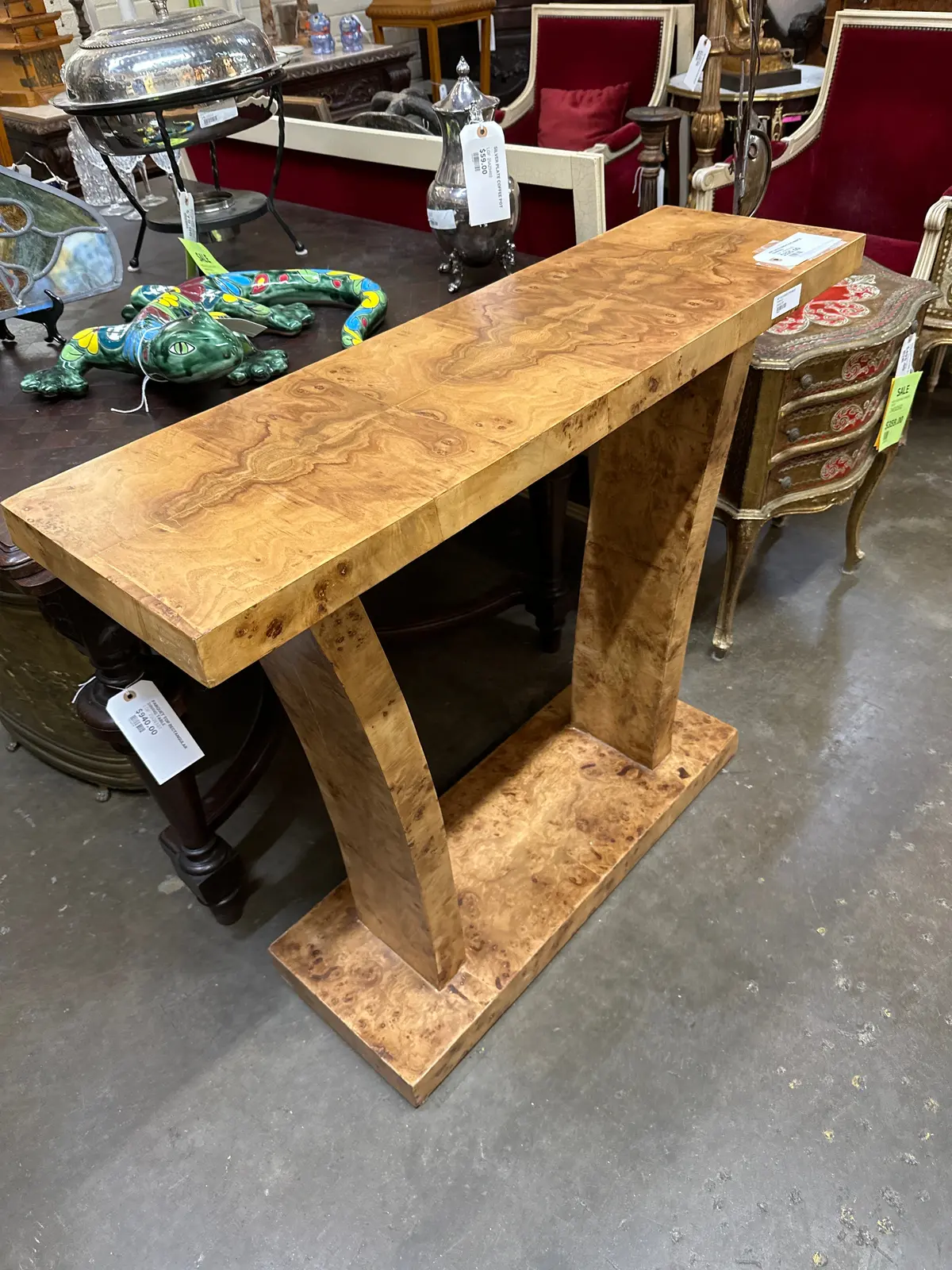 Art Deco Bird's Eye Maple Console 1