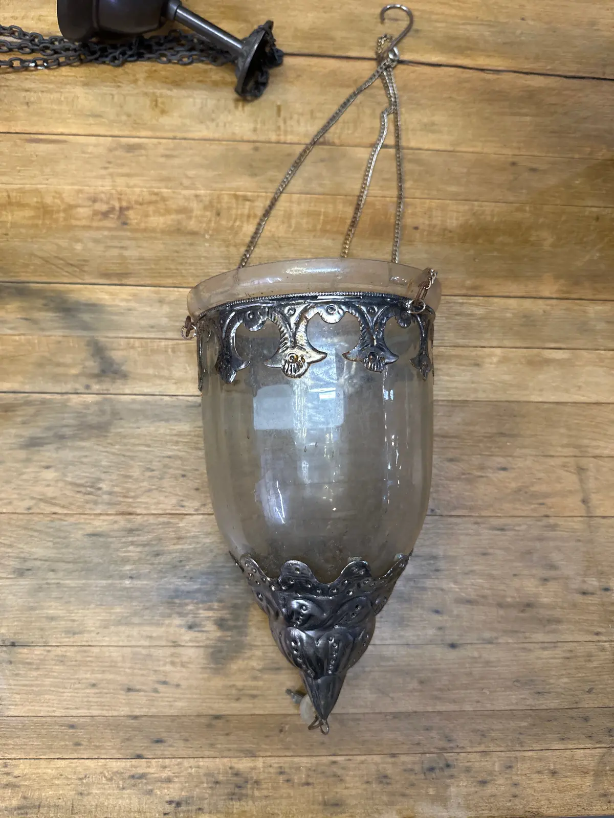 Clear Glass Vase In Silver Plate Hanging Holder 1