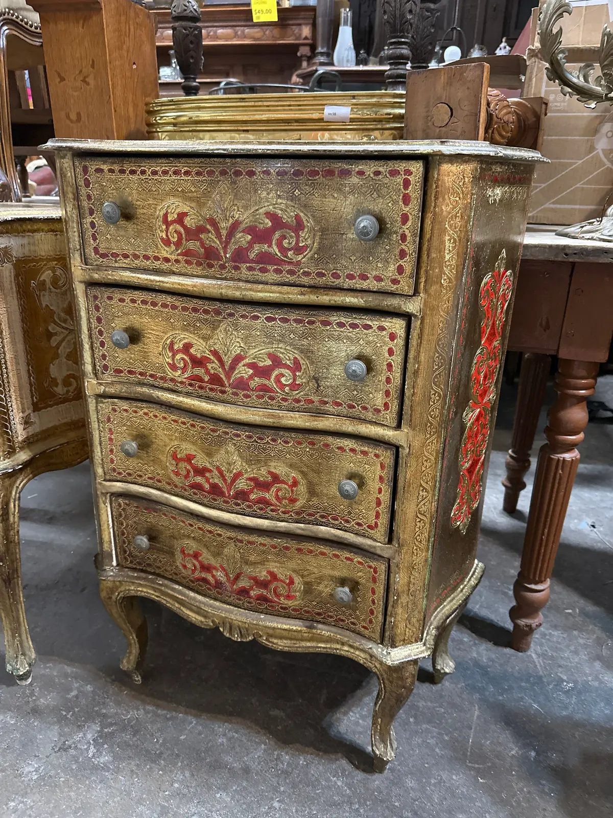 Red And Gold 4 Drawer Florentine Chest 1