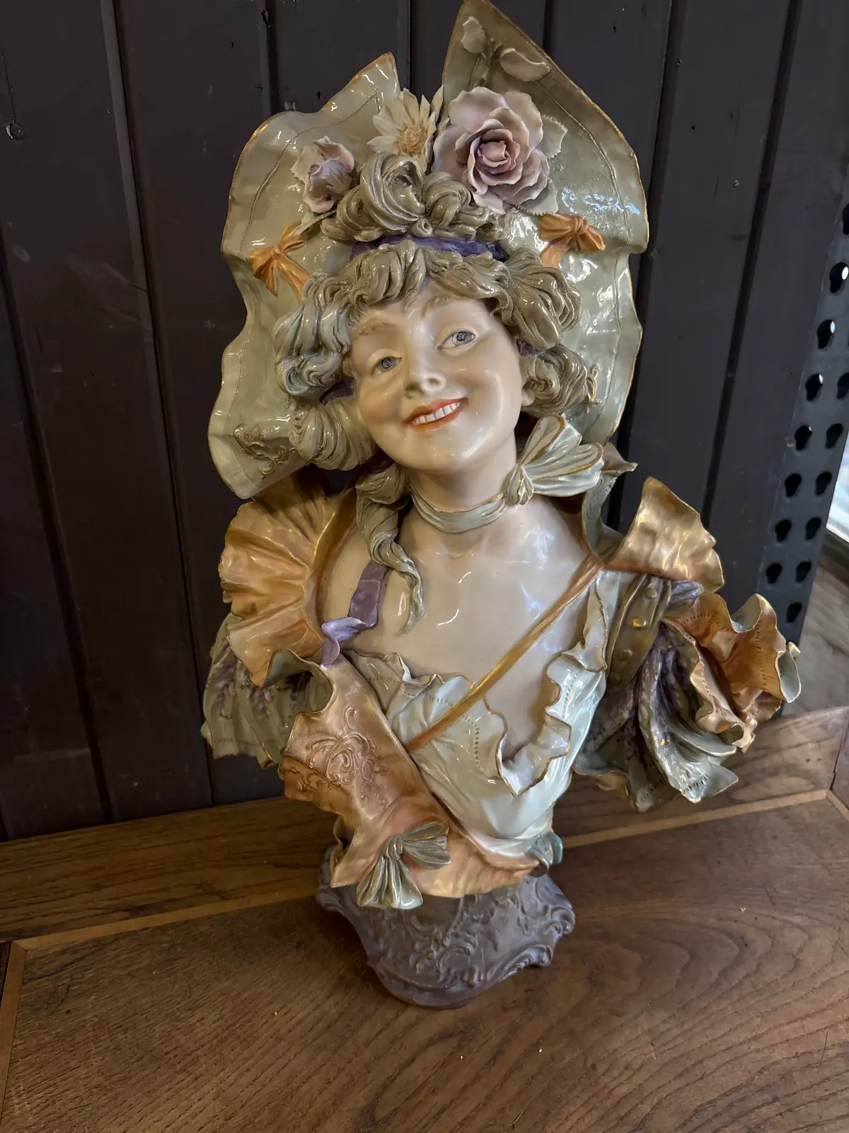 19Th Century Austrian Porcelain Polychromatic Bust Of Lady With Makers Mark 1