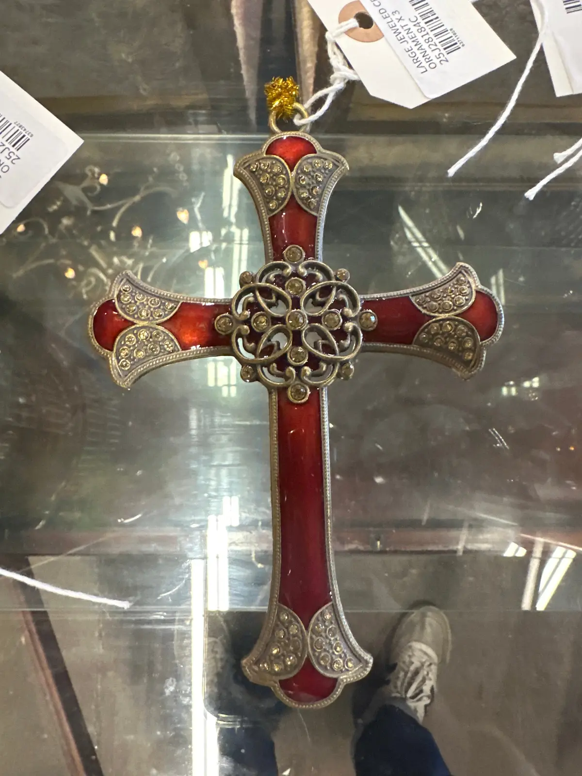 Large Jeweled Cross Ornament X 3 1