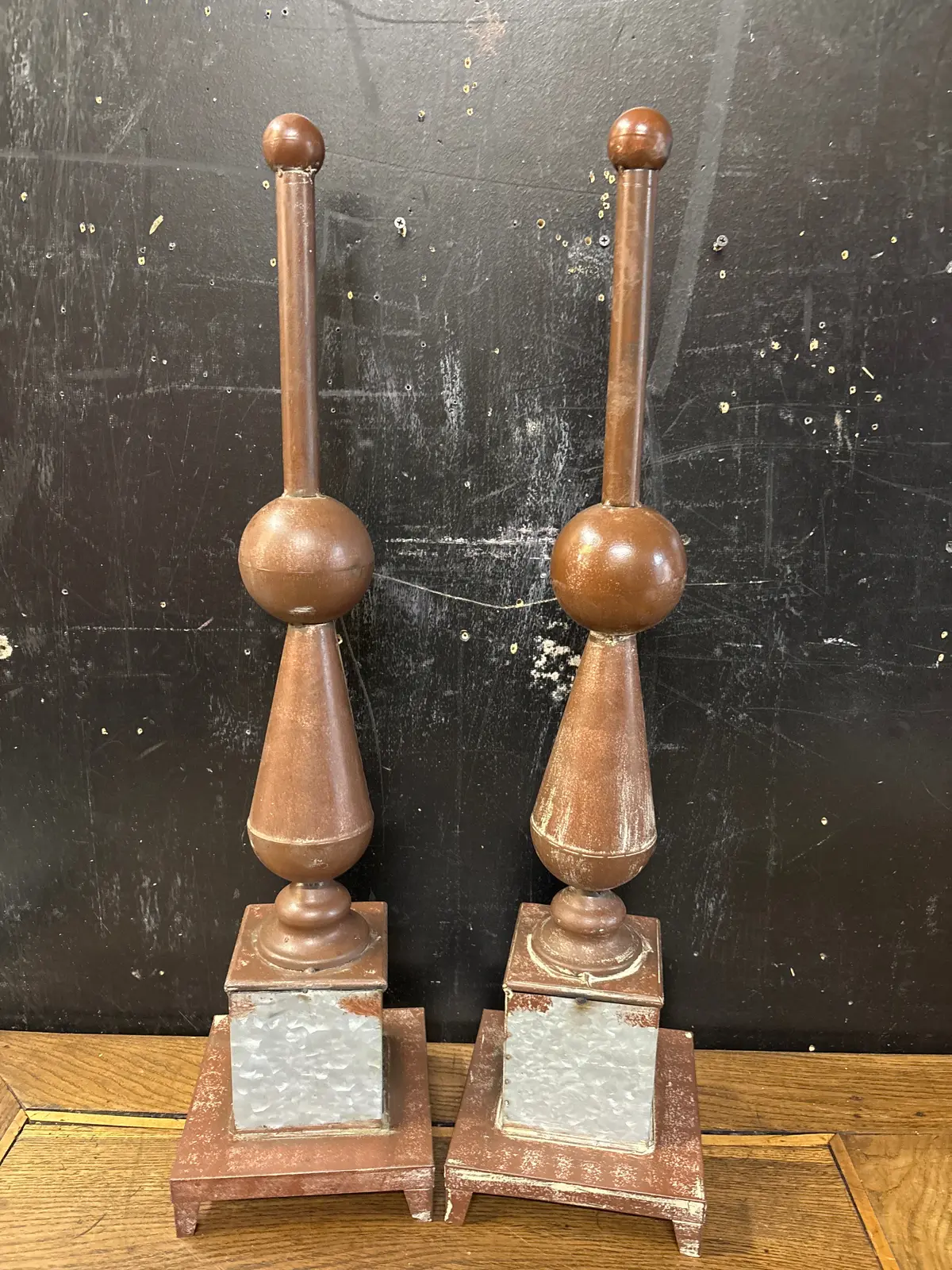 Pair Of Tin Finials -1 Of 2 Pairs 1