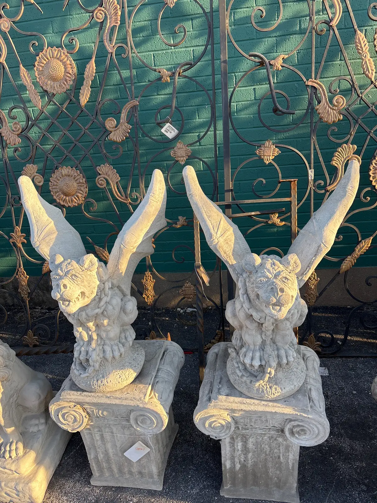 Pair Of Large Concrete Gargoyles 1