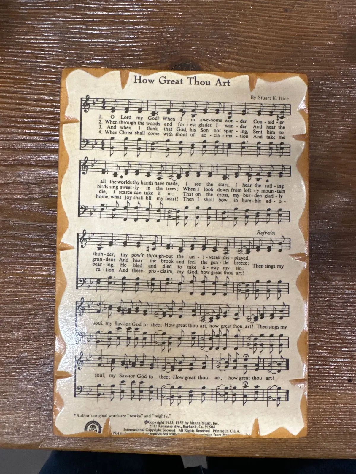 "How Great Art Thou" Musical Sheet Plaque 1