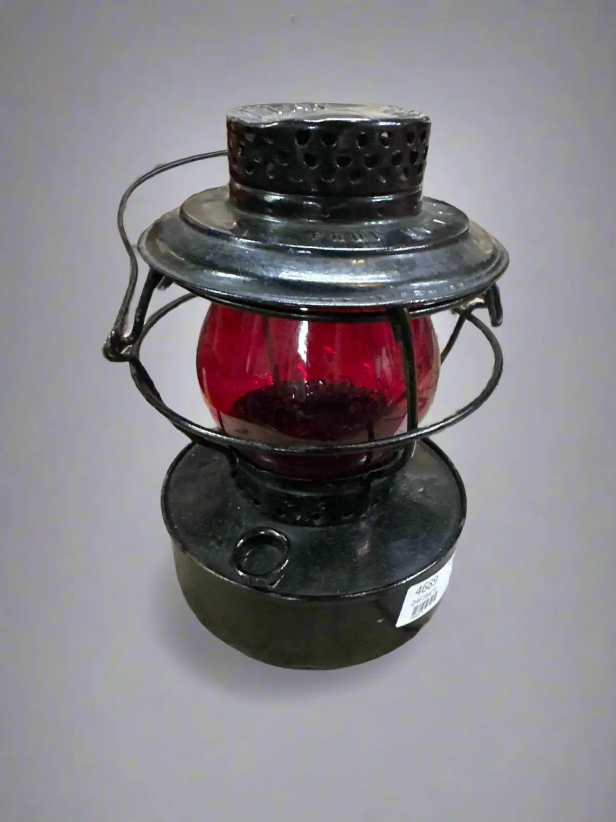 Black With Ruby Glass Lantern 1