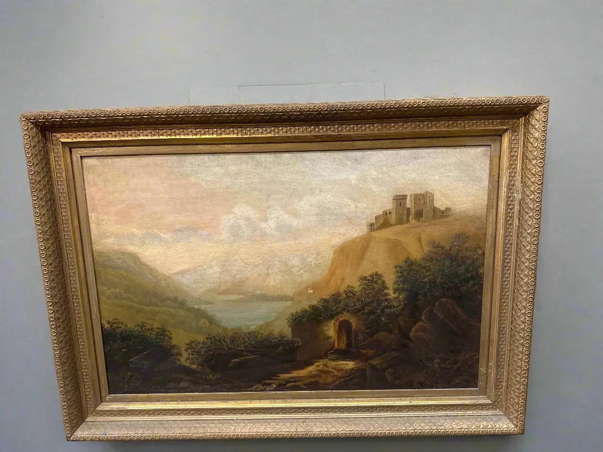 Framed Landscape Oil Painting With Castle 1