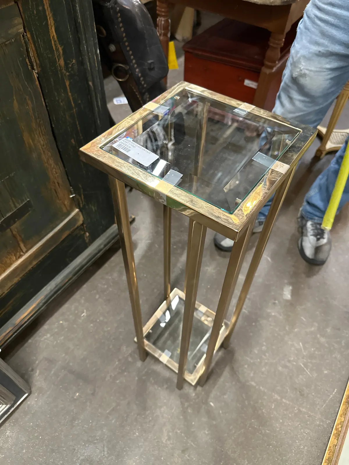 Brass And Glass Vintage Plant Stand 1