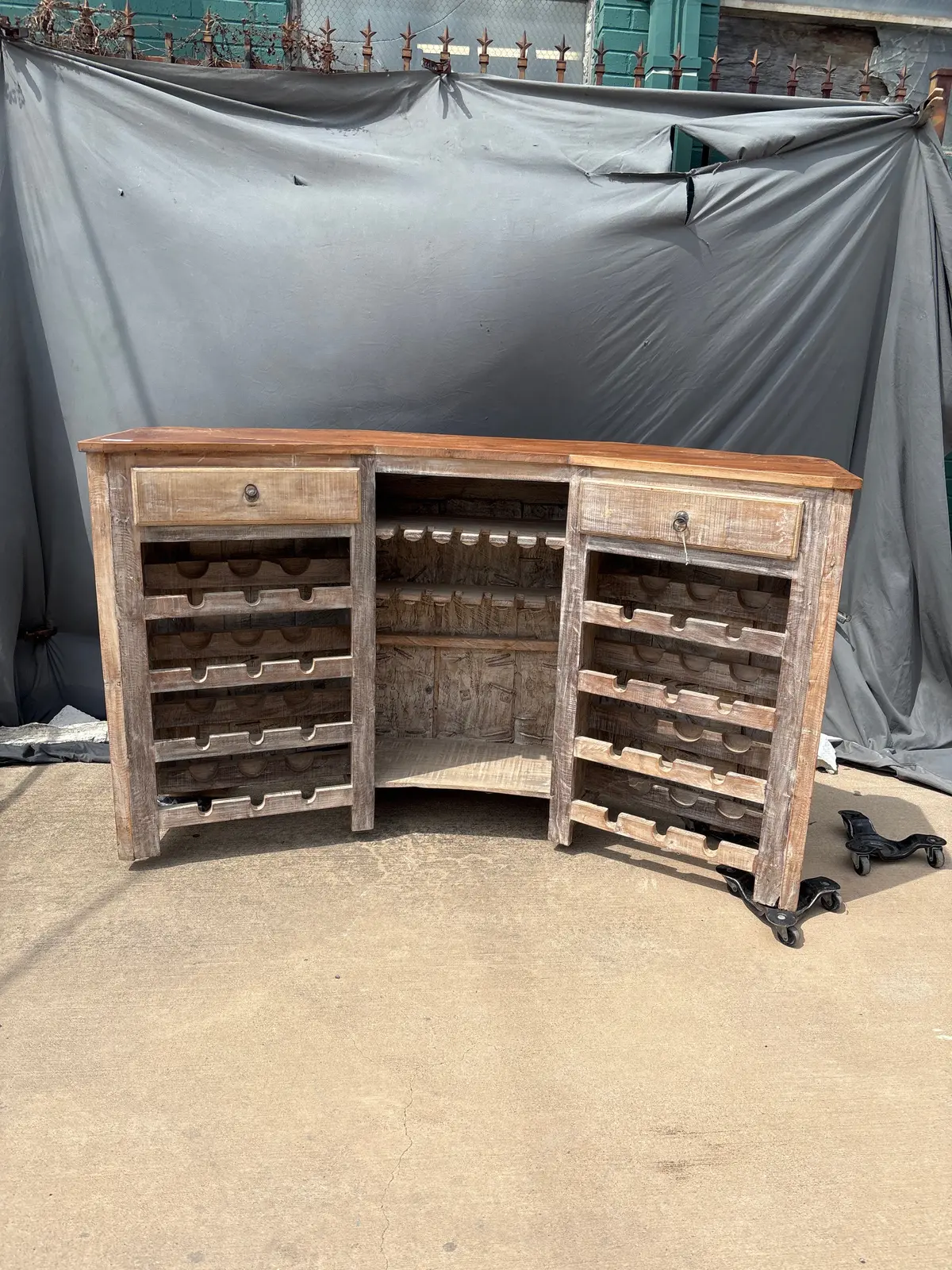Teak Bar With Iron Studs 1