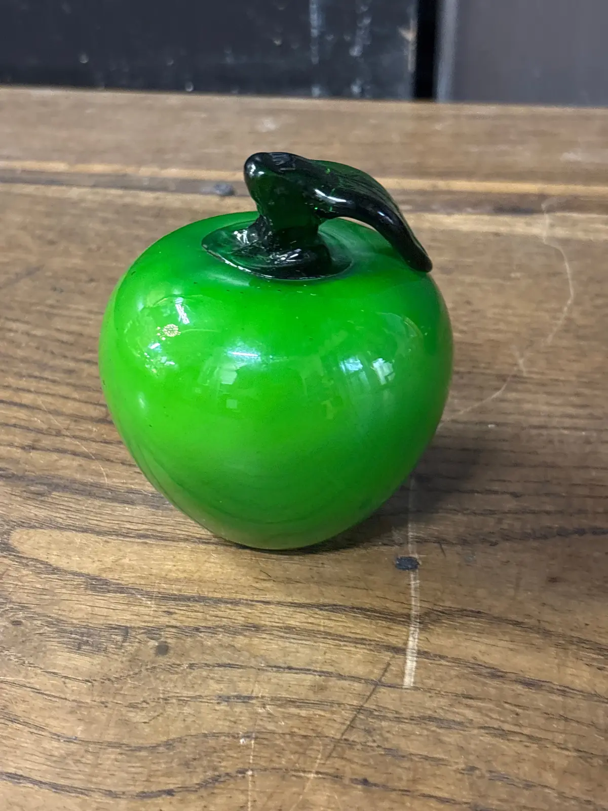 Small Green Art Glass Apple 1