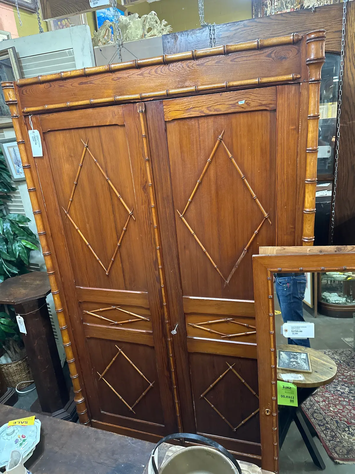 2 Door Faux Bamboo Armoire 1