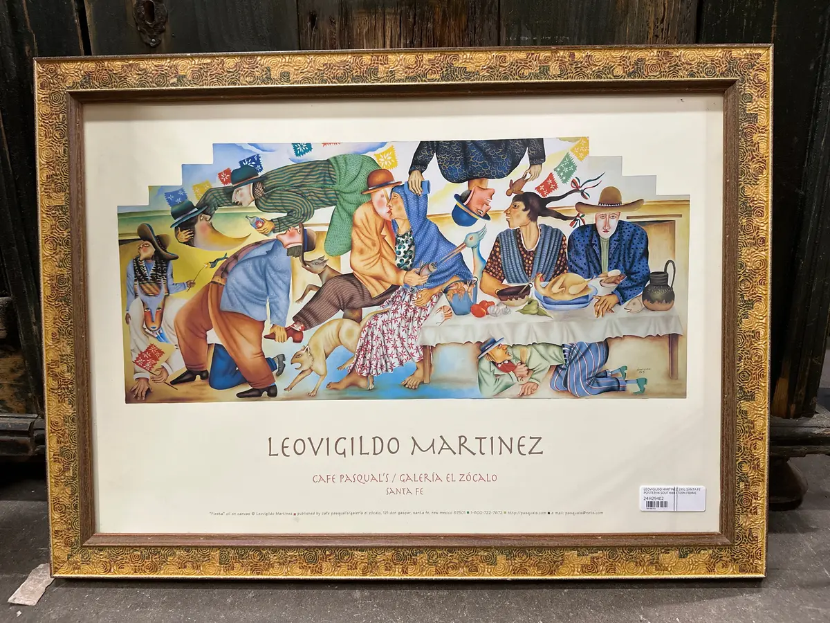 Santa Fe Poster In Southwestern Frame By Leovigildo Martinez 1991 1