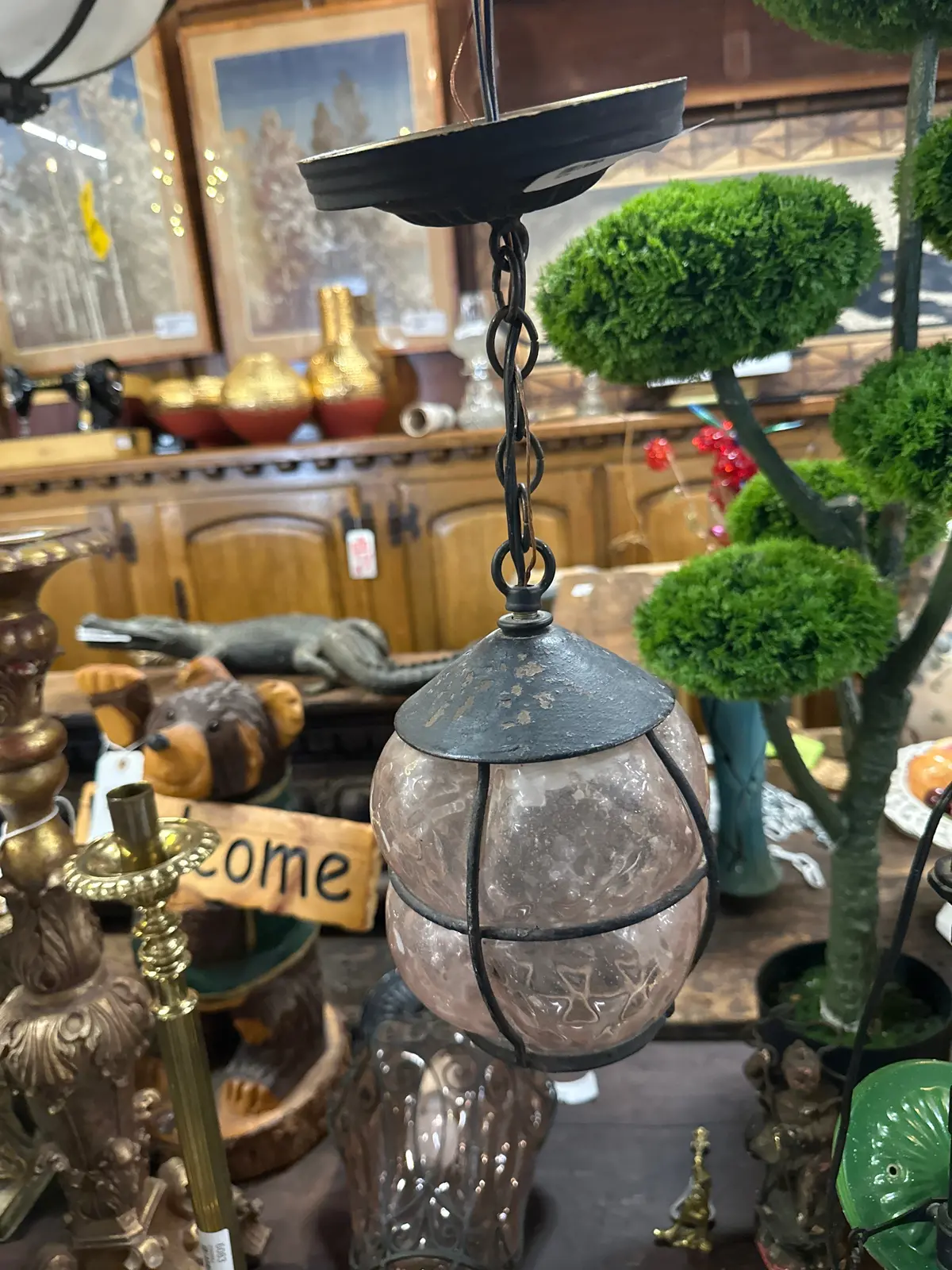 Small Blown Glass Hanging Sconce 1