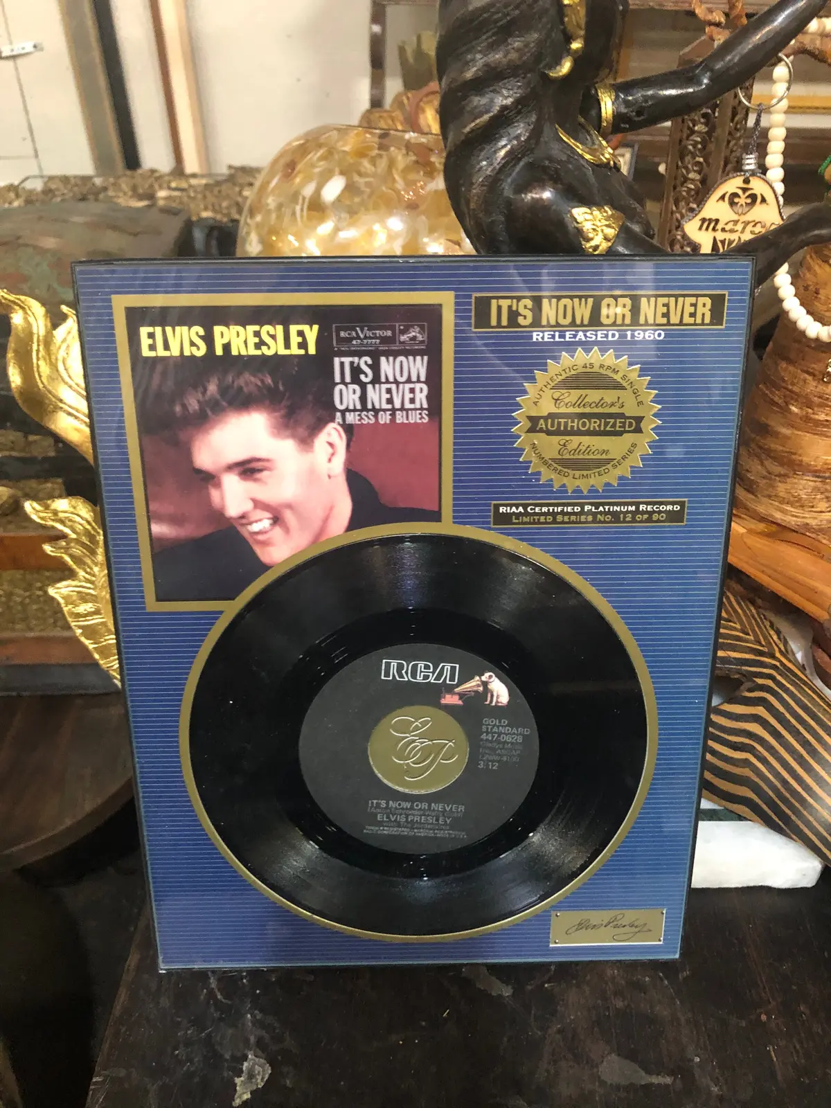Black Framed Elvis 45 Record 1960 It's Now Or Never 1