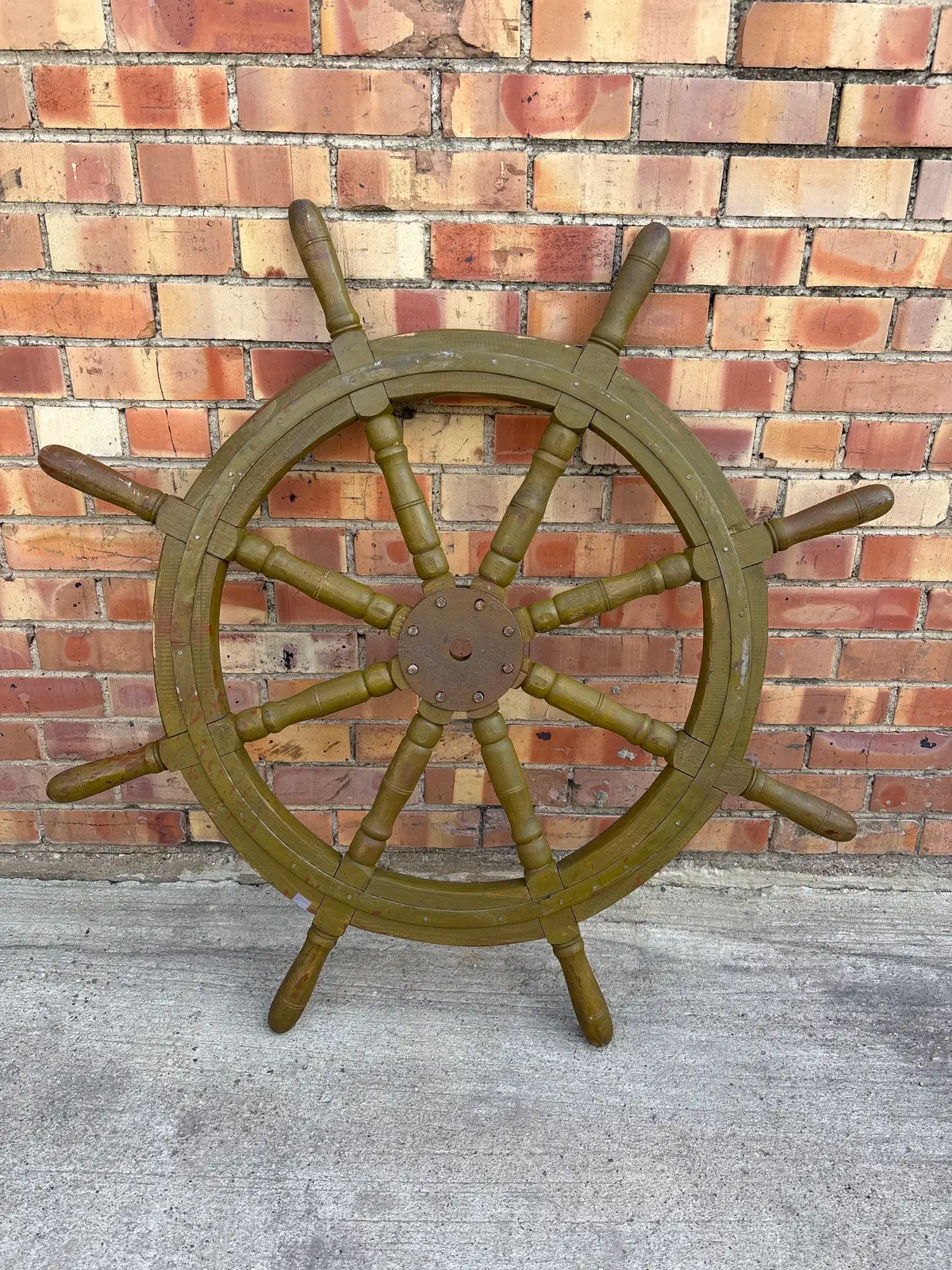 Painted Wood Ship's Wheel 1