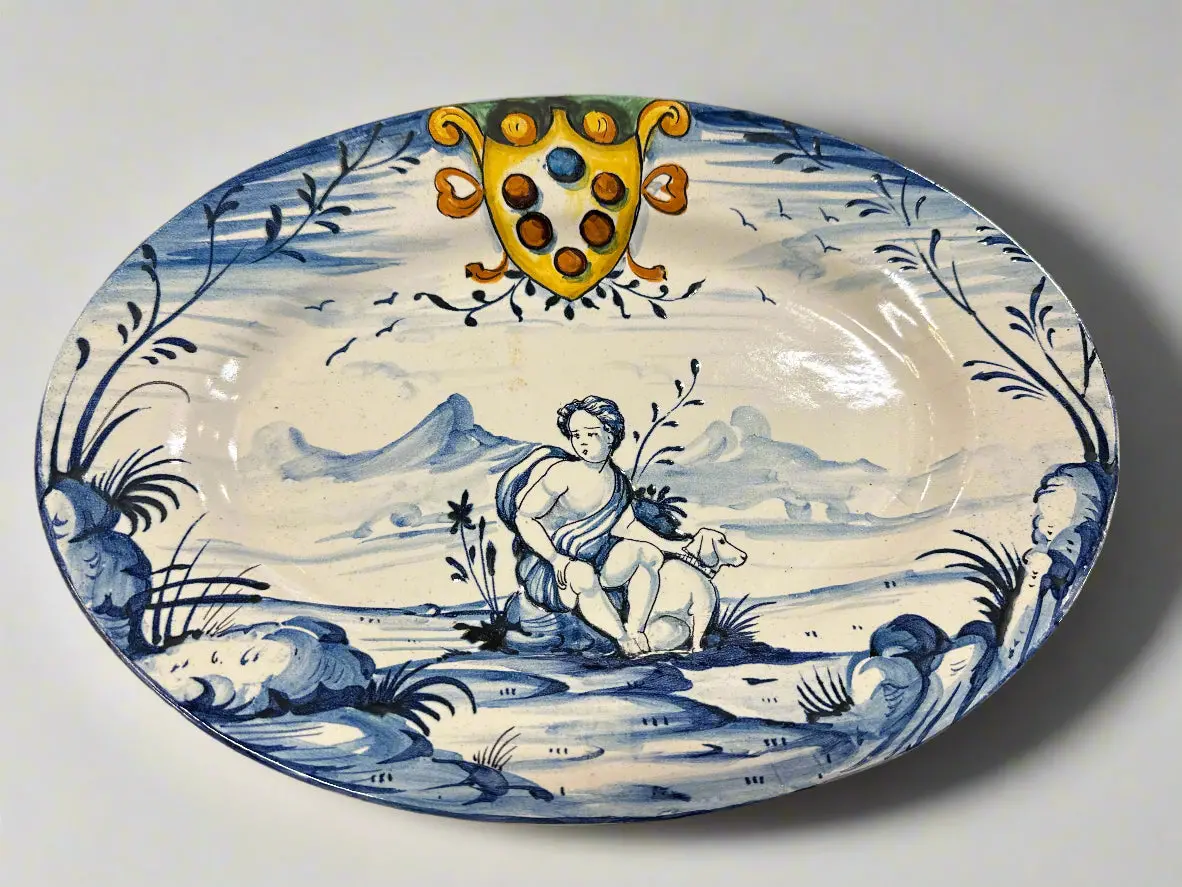Oval Italian Blue And White Platter 1