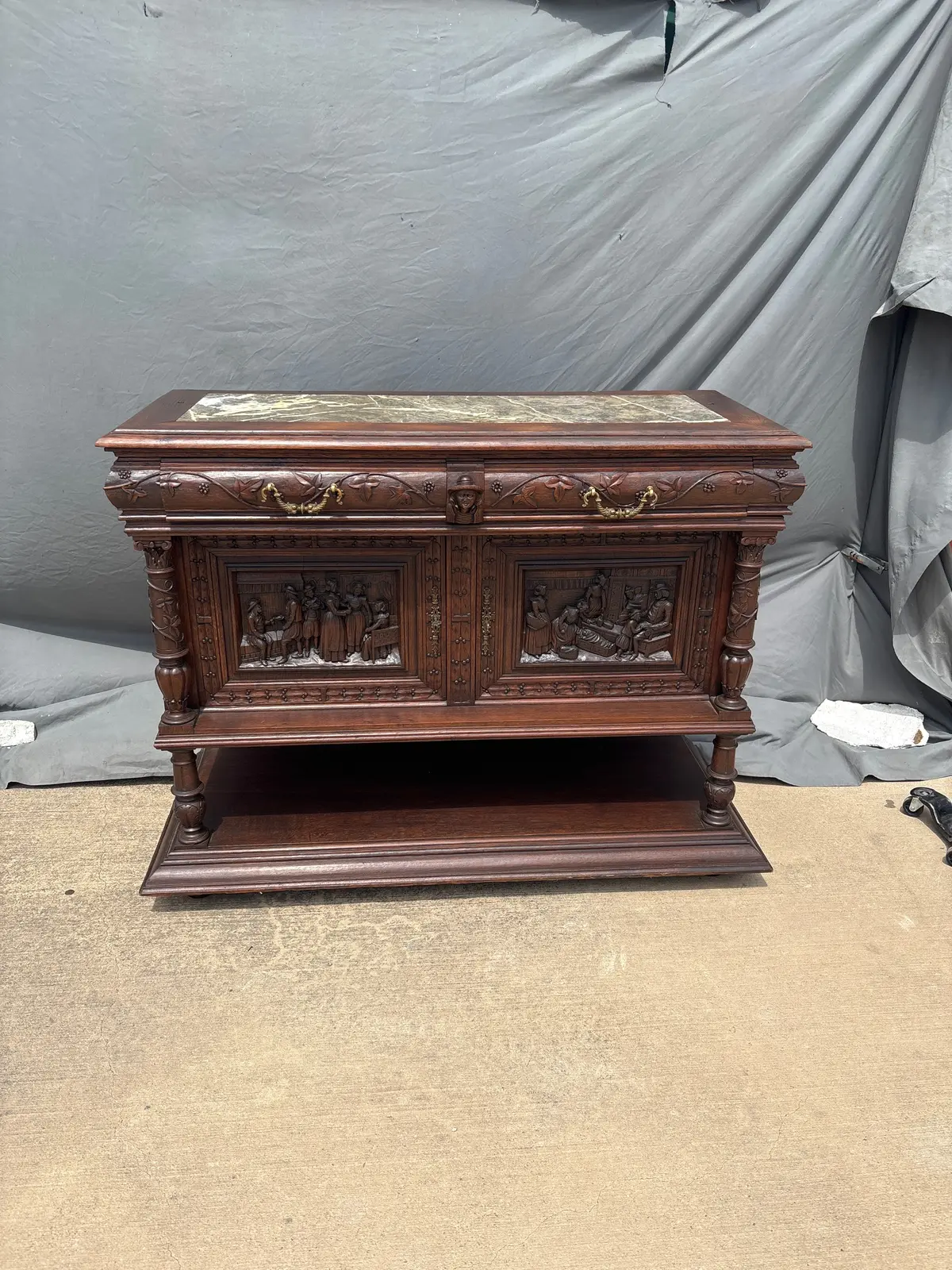 Marble Top Elm Brittany Server 1