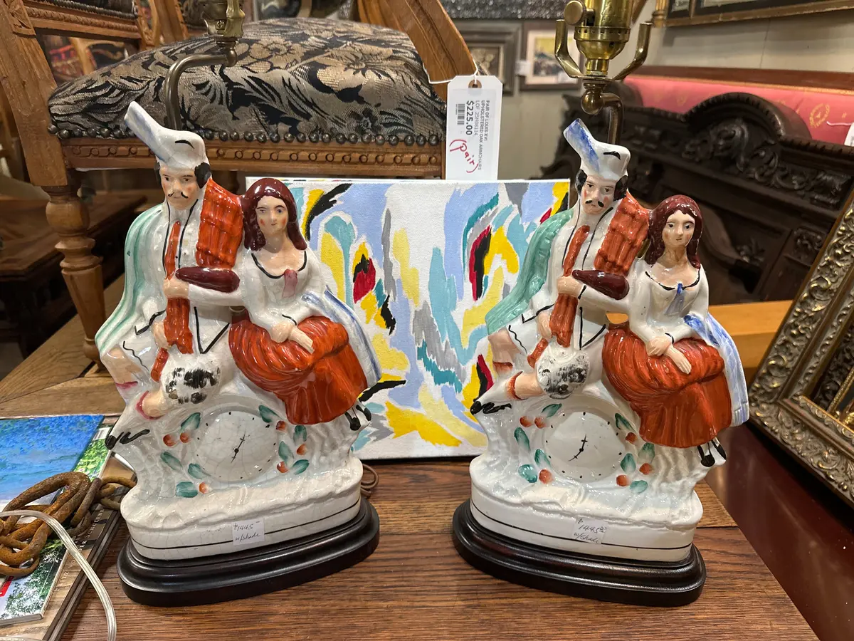 Pair Of Staffordshire Figural Lamps 1