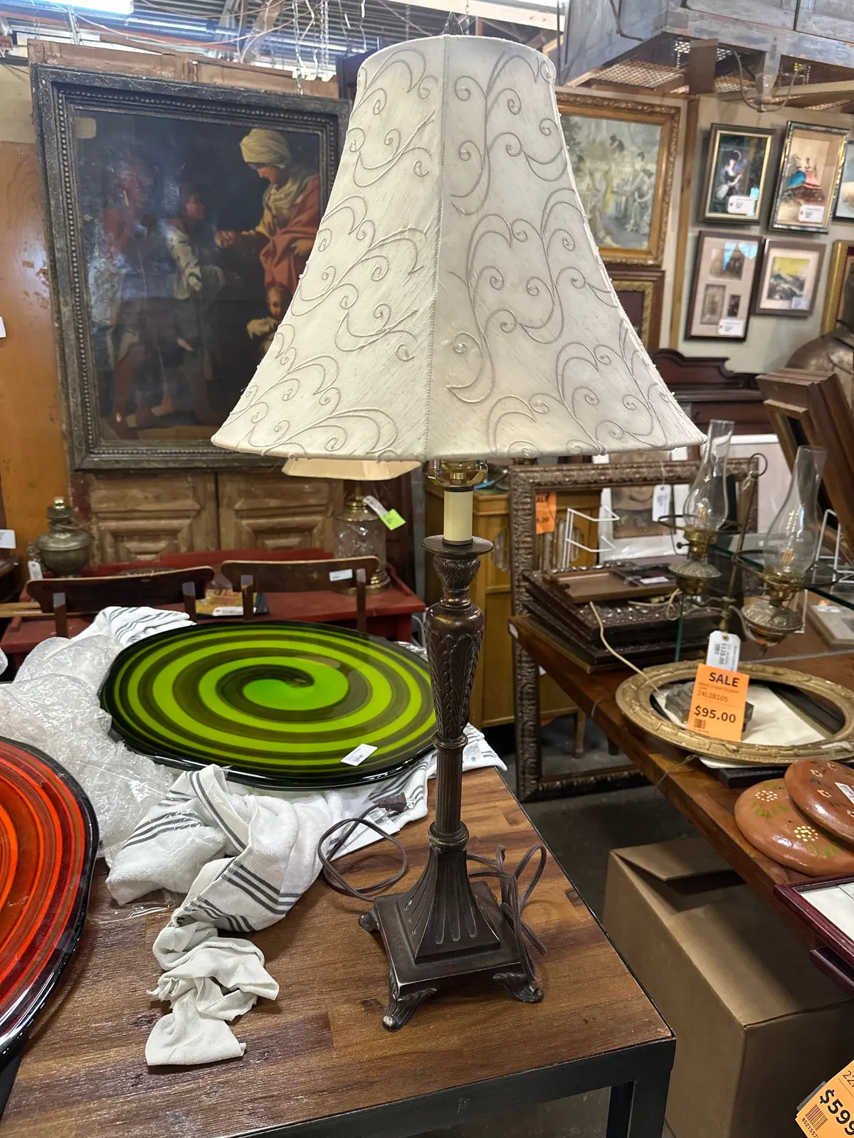 Tall Resin Buffet Lamp With Footed Base 1