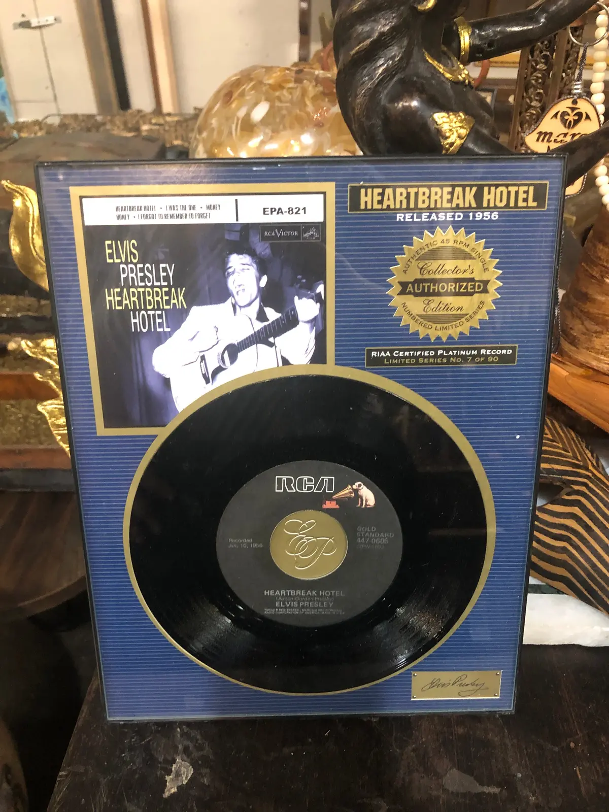 Black Framed Elvis 45 Record 1956 Heartbreak Hotel 1