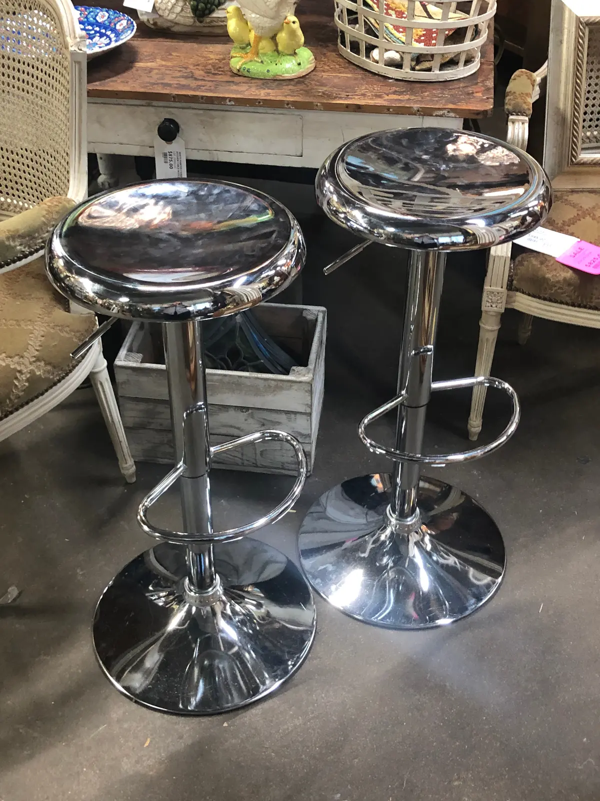 Pair Of Chrome Stools 1