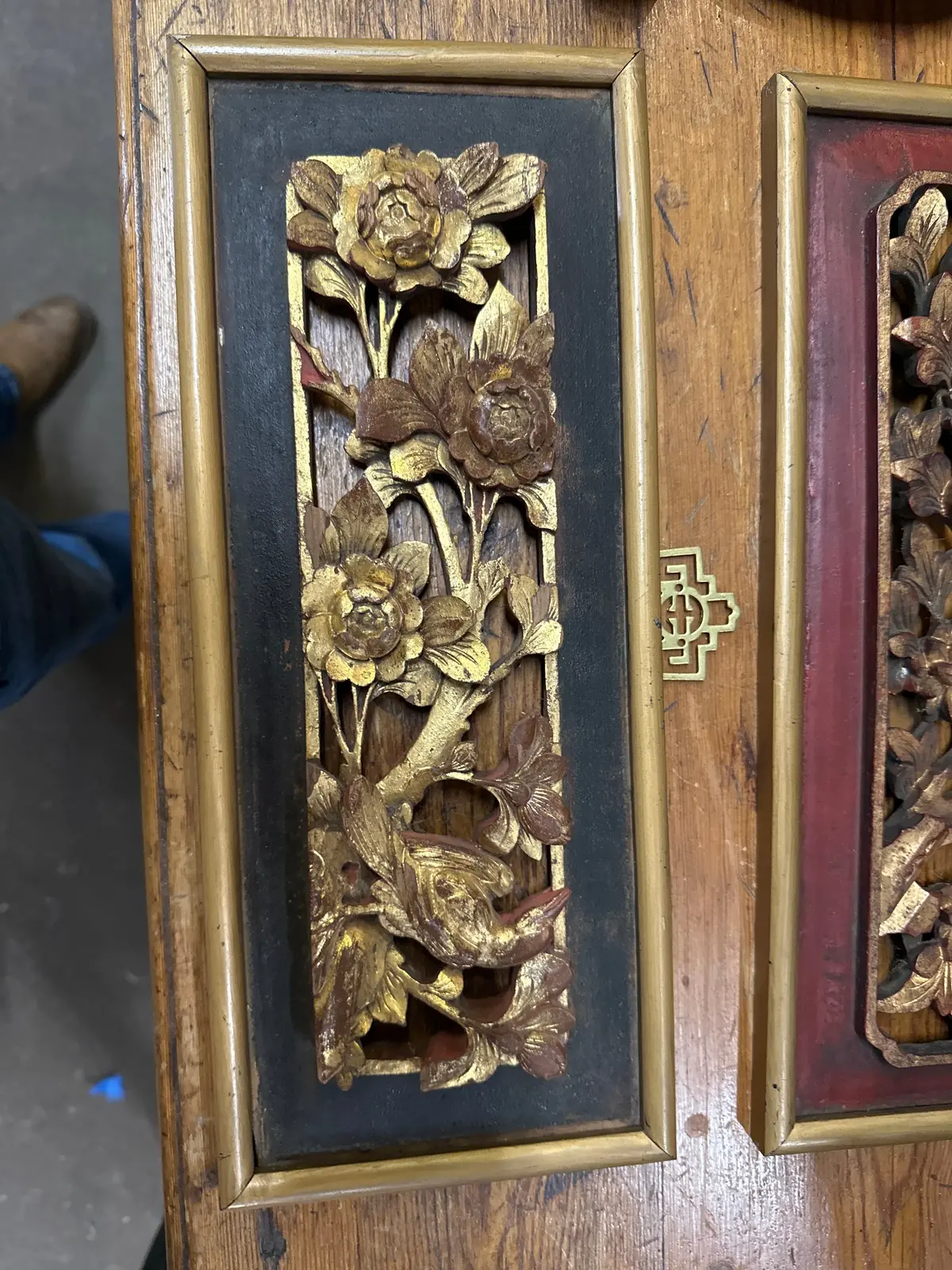 Black And Gold Pierce Carved Chinese Panel 1