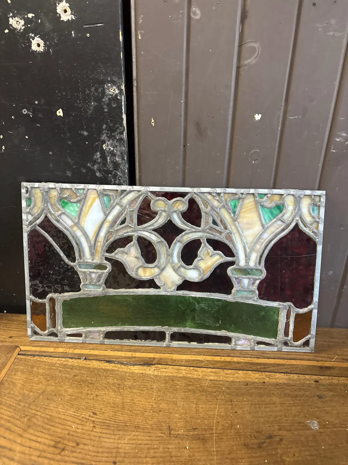 Rectangular 19Th Century Stained Glass Window 1
