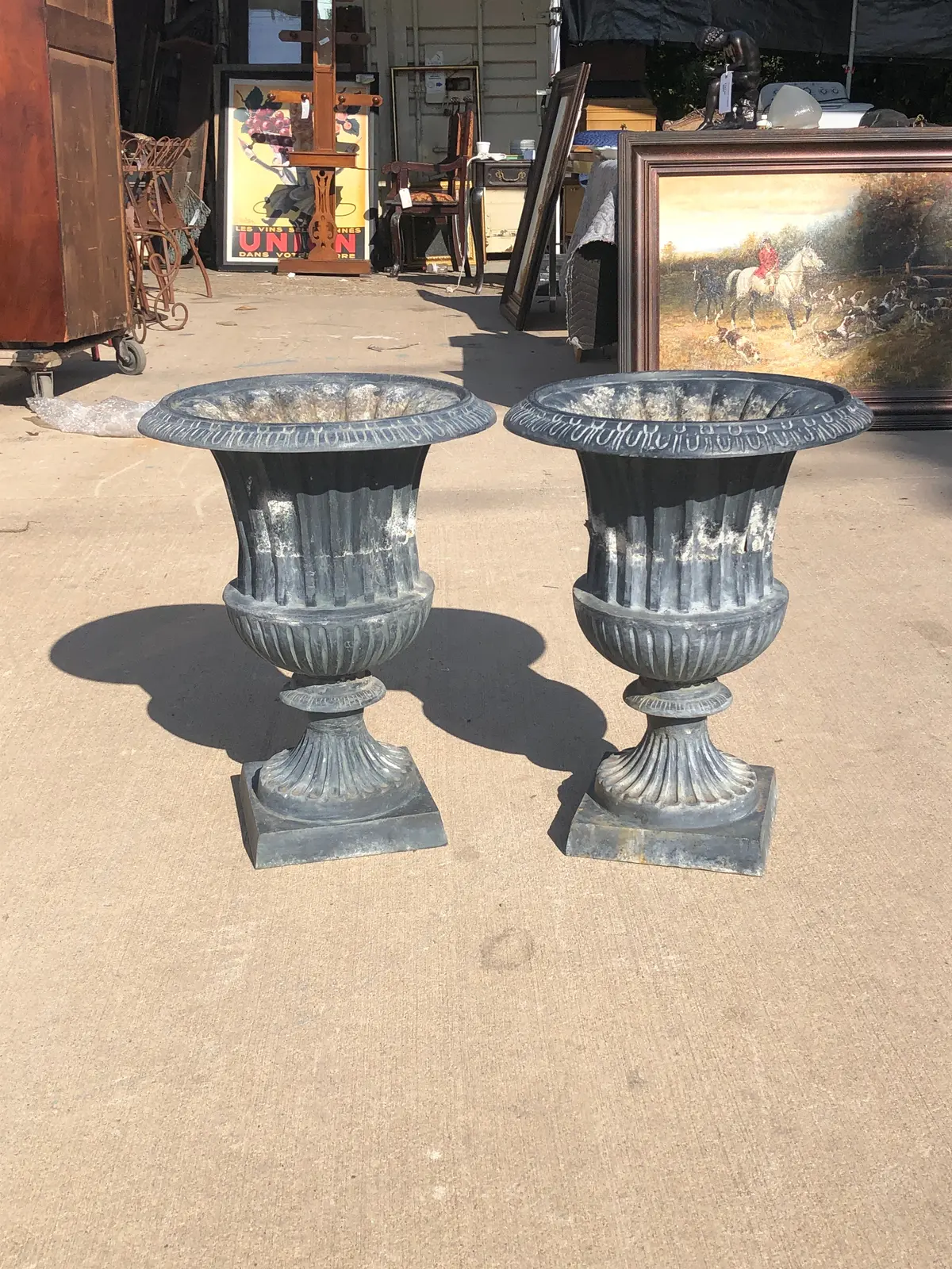 Pair Of Aluminum Classical Urn Planters 1