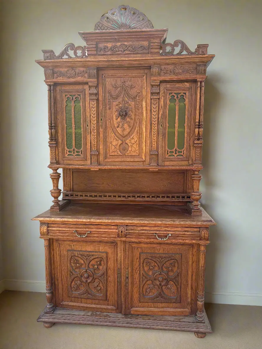 French Oak Hunt Cabinet 1