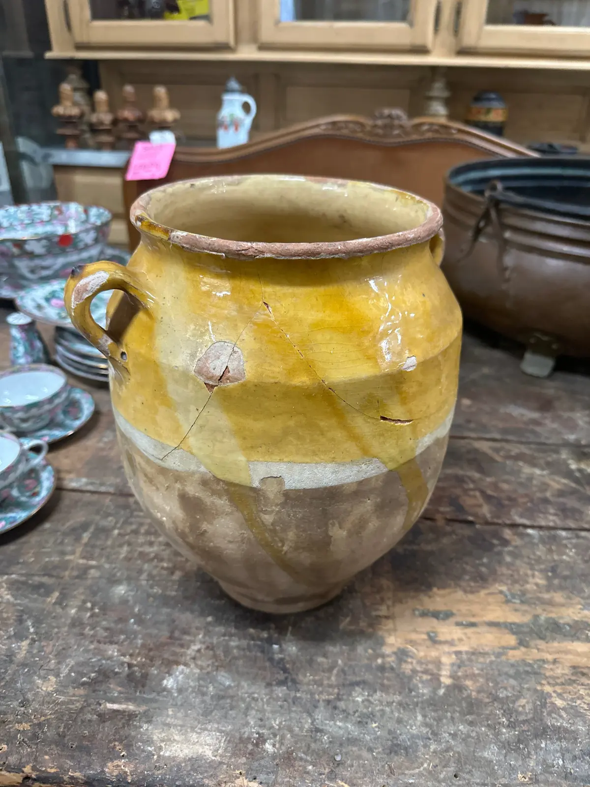 Confit Glazed Pottery Jar With Handles As Found 1