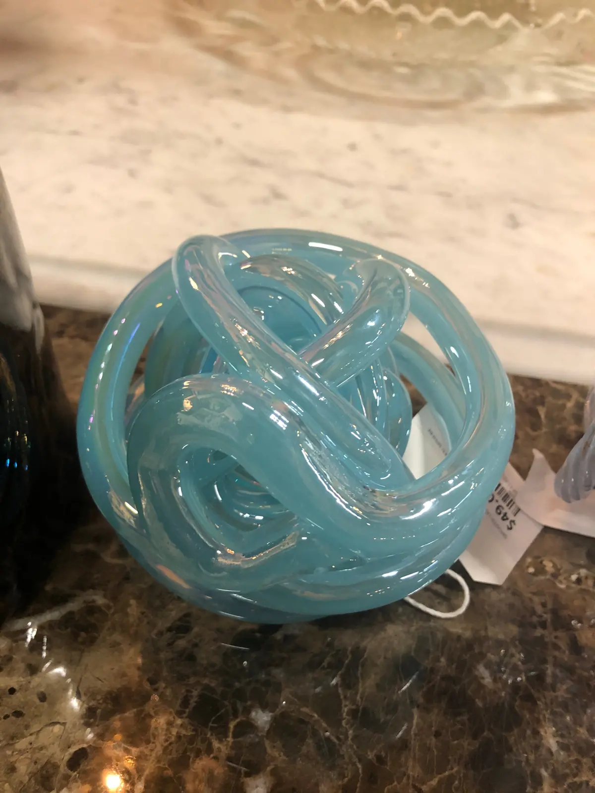 Smooth Light Blue Art Glass Open Sphere 1