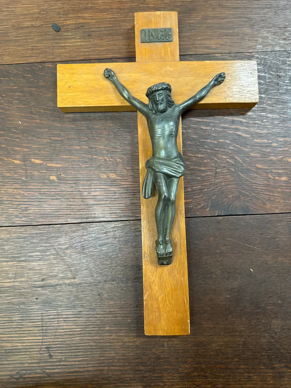 Wood And Dark Brass Crucifix 1