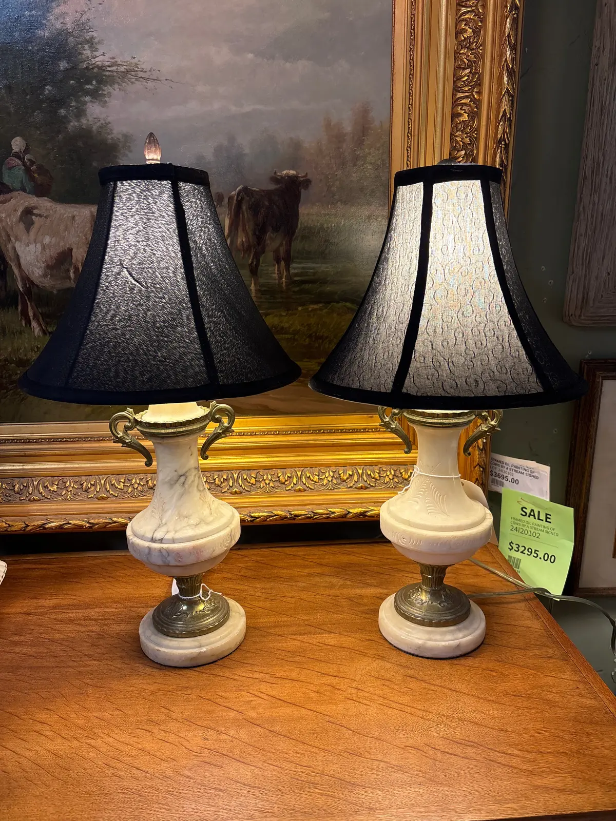 Pair Of Small Alabaster Lamps 1