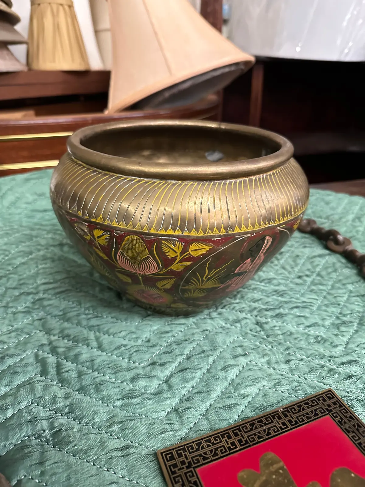 Incised Indian Brass Jardiniere 1