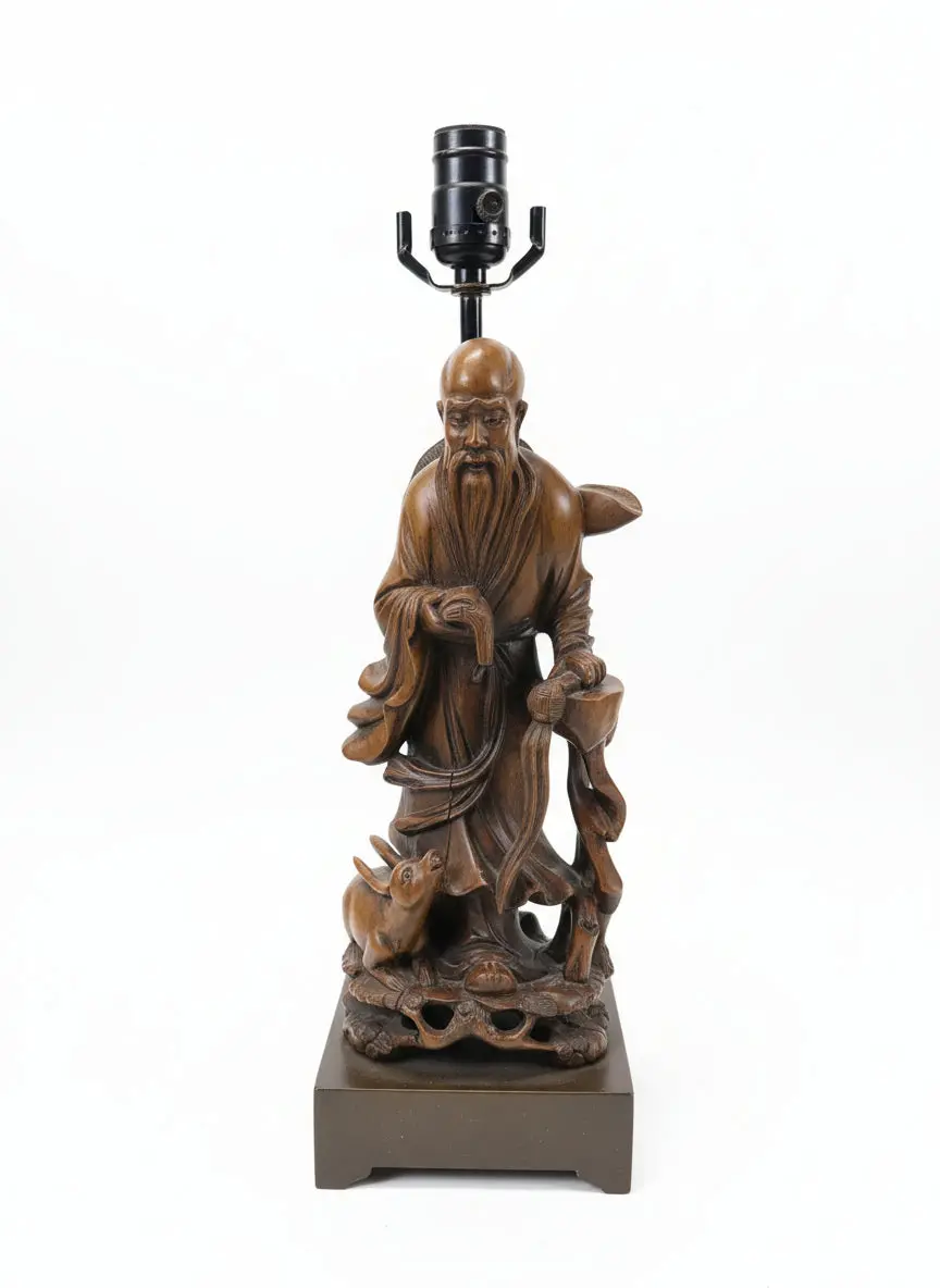 Wood Chinese Elder Lamp 1