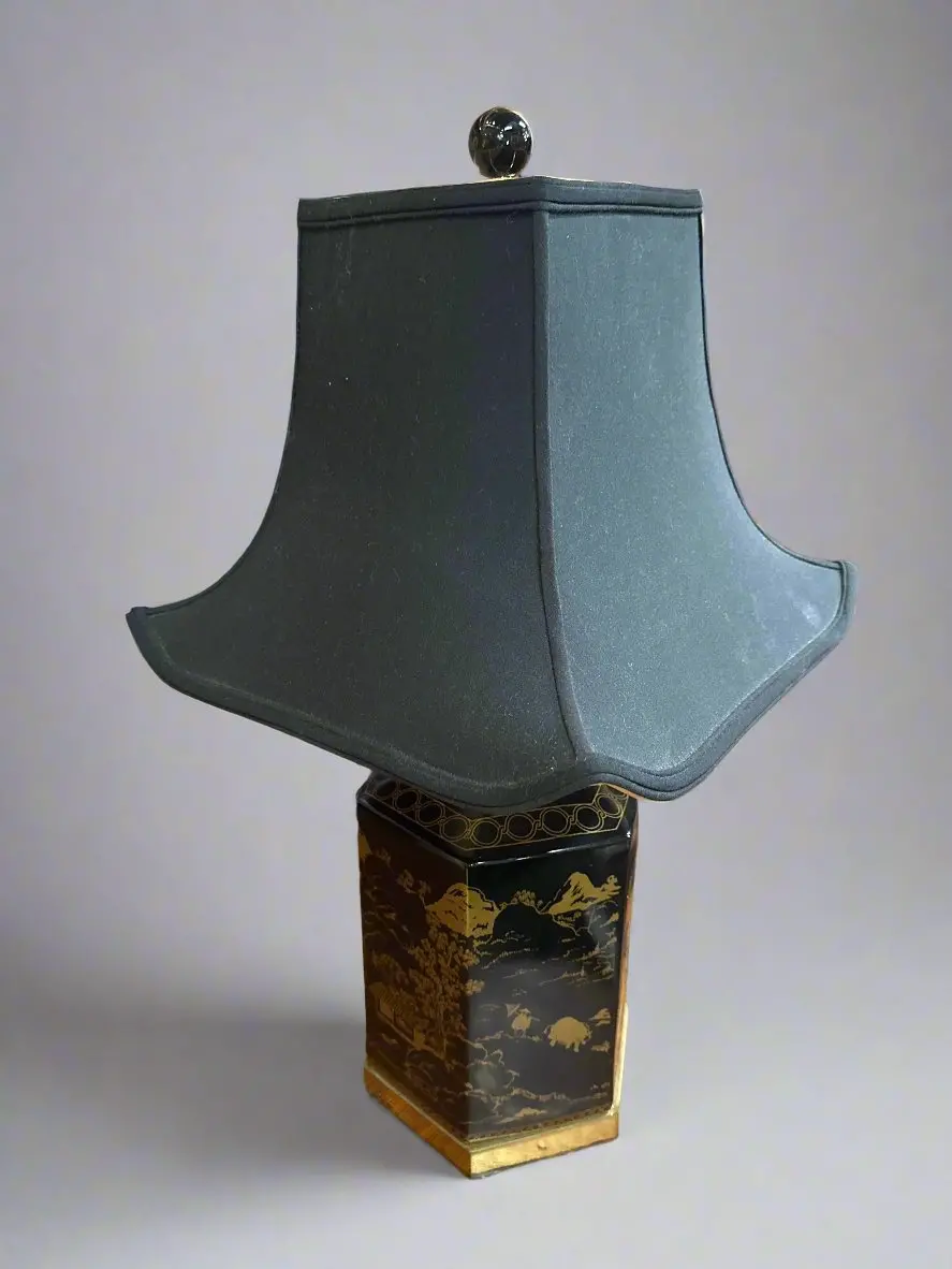 Black Chinese Lamp With Black Shade 1