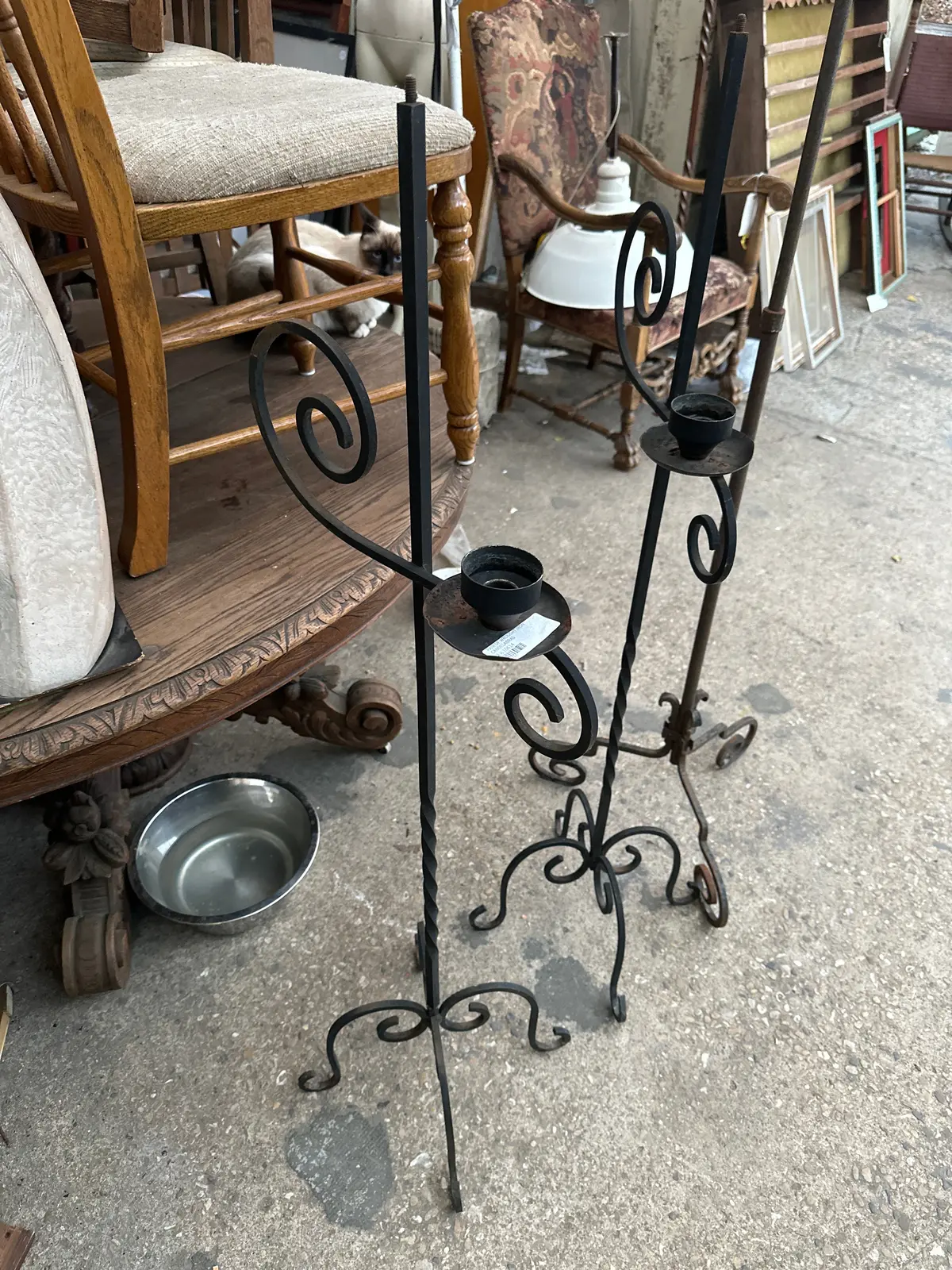 Pair Oftall  Wrought Iron Candle Stands 1