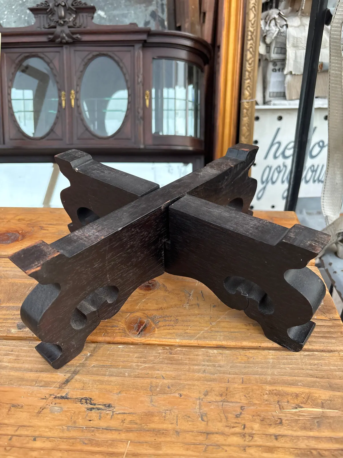Black Asian Wood Plant Stand 1
