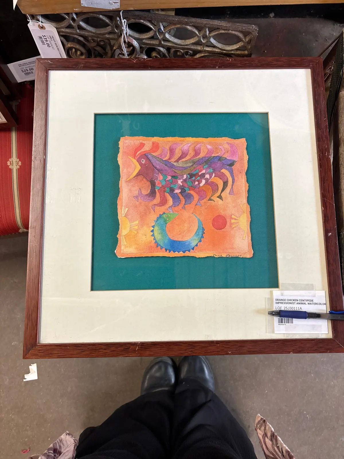 Orange Chicken Centipede Impressionist Animal Watercolor 1