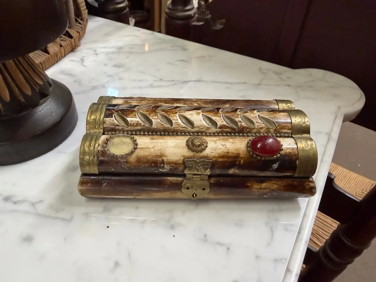 Ornate Bone And Brass Box As Found 1