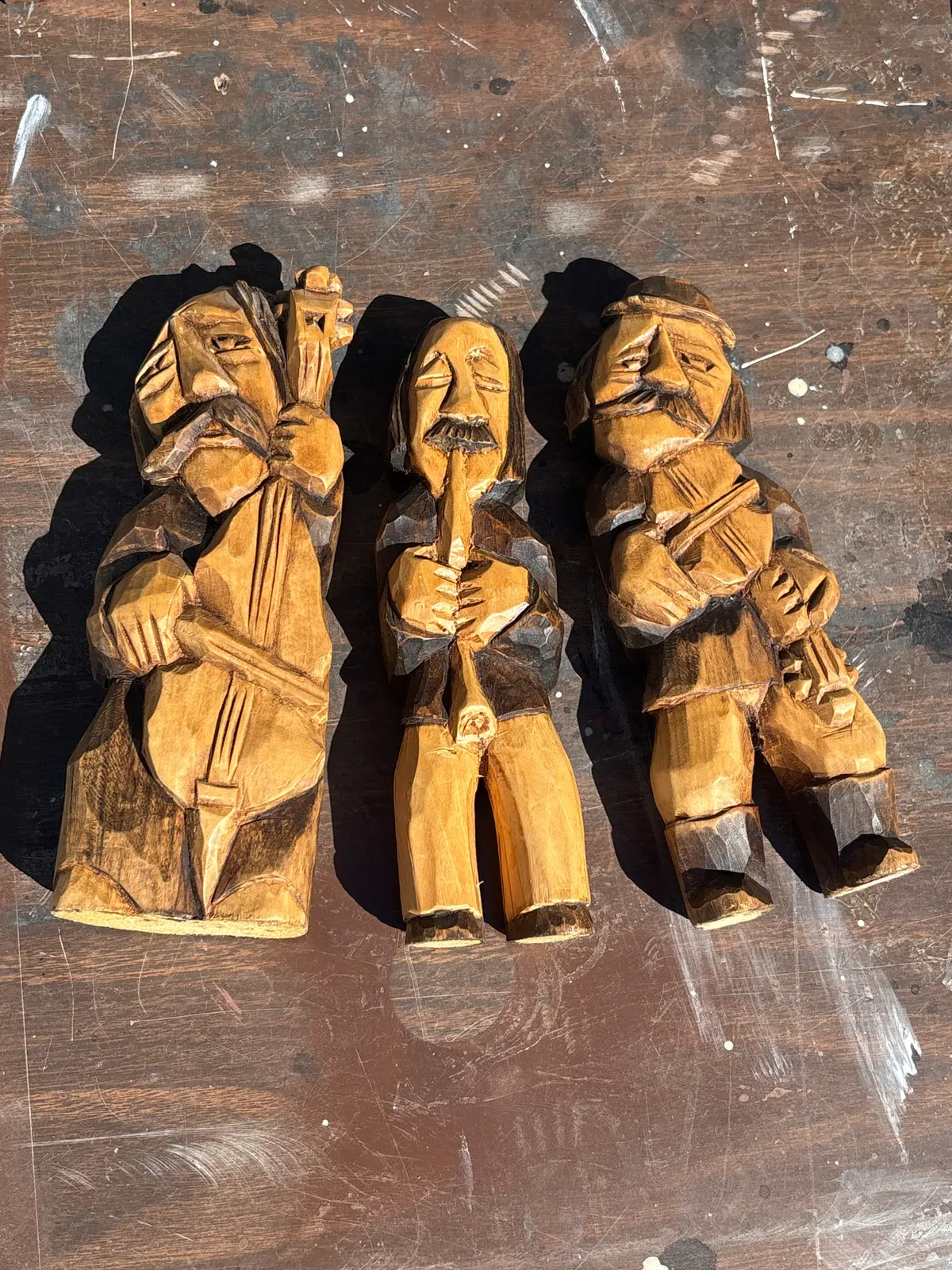 Set Of 3 Musician Wood Figures 1