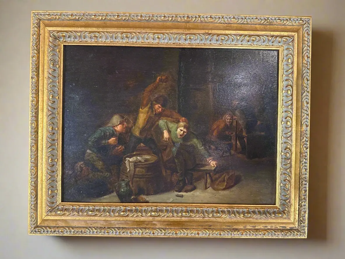 Antique Copy Of "Small Holders Playing Cards" By Adriaen Brower On Panel 1635 1